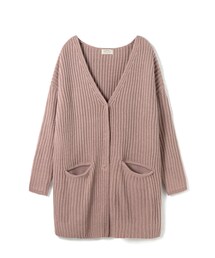 LOVFEE | 直條編織隱藏釦針織外套(ピーコート)