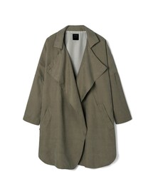 LOVFEE | 俐落寬版連袖蜜桃絨風衣外套(トレンチコート)