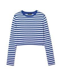 LOVFEE | 清爽橫條紋相間長袖短版針織衫(ニット/セーター)