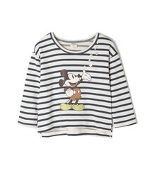 LOVFEE | La petite 米奇燙金印花條紋長袖上衣(Tシャツ/カットソー)