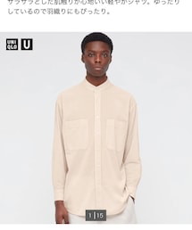 UNIQLO | UNIQLO U ワイドフィットスタンドカラーストライプシャツ(シャツ/ブラウス)