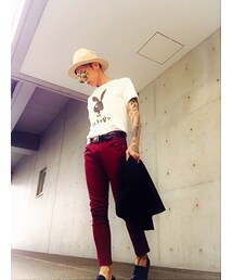 シャツ脱ぎ〜🎵💃 | DOUBLE NAME PLAYBOY Tｼｬﾂ(Tシャツ/カットソー)
