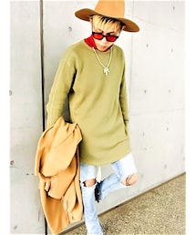 脱いだバージョン〜〜🙊💕✌️💁‍♂️💃💁‍♂️👯‍♂️💁‍♂️🚶‍♀️🎵✨✌️✌️ | ｶｰｷ　ﾛﾝｸﾞﾜｯﾌﾙｶｯﾄｿｰ(Tシャツ/カットソー)