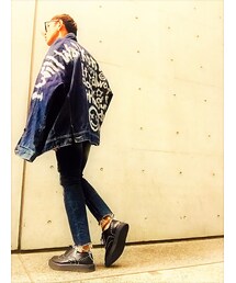 お手製ペイントデニjacket🙊✌️🎵🕺🖍🖋📝🔍🎨🎨 | ﾃﾞﾆｼﾞｬｹ♬(デニムジャケット)