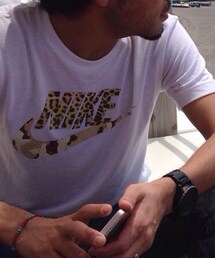 NIKE | NIKEカモ柄×ヒョウ柄の白Tシャツ(Tシャツ/カットソー)