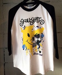 SKULLSHIT | Smiley Skull 3/4 Sleeve Raglan (SKS-241) - ホワイトver.(Tシャツ/カットソー)