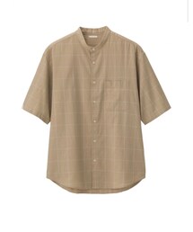 GU | リネンブレンドスタンドカラーシャツ（ウィンドウペーン）¥2490(シャツ/ブラウス)