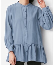 GU | ギャザーフレアロングシャツ(トップス)