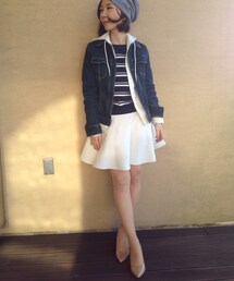 Gジャン着まわしコーディネート1 | パーカー イン デニムジャケット(デニムジャケット)