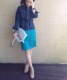 セレクトショップ | シルクサテンレーススカート/ネオンブルー(スカート)