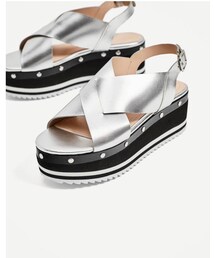 ZARA | クロスオーバープラットフォームウェッジサンダル(サンダル)