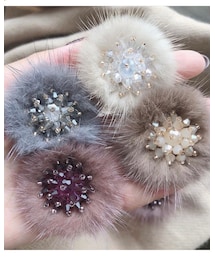 R&A～handmade accessory～ | gray××ファー/ピアス/イヤリング(ピアス（両耳用）)