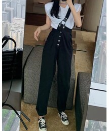 JBGcompany | ワンショルダーデザインワイドパンツ(サロペット/オーバーオール)