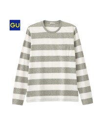 GU | スラブワイドボーダーＴ（長袖）(Tシャツ/カットソー)