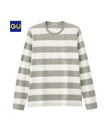 GU | スラブワイドボーダーＴ（長袖）(Tシャツ/カットソー)