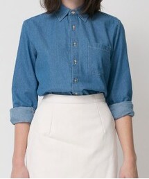 American Apparel |
Unisex Denim Long Sleeve Button-Up with Pocket/ Dark Wash Indigo(シャツ/ブラウス)