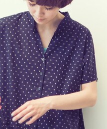點點花紋有領洋裝(ワンピース)
