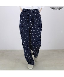 VINTAGE | 古着 紺 ネイビー プリント ロング丈 パンツ レディース ヴィンテージ (古着屋RAINBOW) (btu1606061)(その他パンツ)