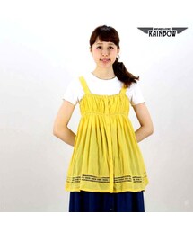 VINTAGE | 古着 黄 無地 レース キャミソール トップス レディース ヴィンテージ (古着屋RAINBOW) (ttu1507014)(キャミソール)