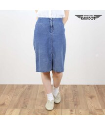 VINTAGE | 古着 青 無地 デニム タイト 膝丈 スカート レディース ヴィンテージ (古着屋RAINBOW) (btu1506227)(デニムスカート)