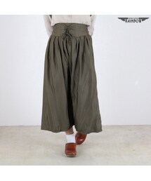 VINTAGE | 古着 緑 カーキ 無地 ワイド ガウチョ ロング丈 パンツ レディース ヴィンテージ (古着屋RAINBOW) (btu1602186)(その他パンツ)