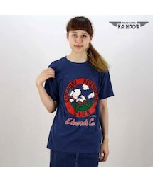 VINTAGE | 古着 紺 ネイビー プリント スヌーピー カットソー 半袖 Tシャツ トップス レディース ヴィンテージ (ttu1508381)(Tシャツ/カットソー)