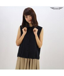 VINTAGE | 古着 黒 無地 シルク ノースリーブ ブラウス レディース ヴィンテージ (ttu1601248)(シャツ/ブラウス)