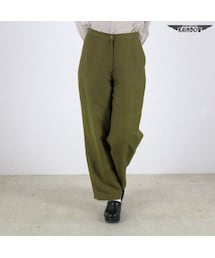 VINTAGE | 古着 緑 カーキ 無地 ロング丈 パンツ レディース ヴィンテージ (古着屋RAINBOW) (btu1602288)(その他パンツ)