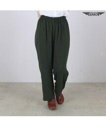 VINTAGE | 古着 緑 カーキ 無地 ロング丈 パンツ レディース ヴィンテージ (古着屋RAINBOW) (btu1606025)(その他パンツ)