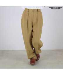 VINTAGE | 古着 ベージュ キャメルブラウン 無地 リネン ロング丈 パンツ レディース ヴィンテージ (古着屋RAINBOW) (btu1606116)(その他パンツ)