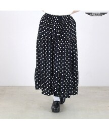 VINTAGE | 古着 黒 ドット柄 ロング丈 スカート レディース ヴィンテージ (古着屋RAINBOW) (btu1607055)(スカート)