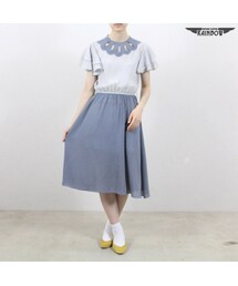 VINTAGE | 古着 グレー 無地 半袖 ロング丈 ワンピース レディース ヴィンテージ (古着屋RAINBOW) (otu1607469)(ワンピース)