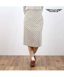 VINTAGE | 古着 ベージュ ドット柄 タイト ミモレ丈 膝丈 スカート レディース ヴィンテージ (古着屋RAINBOW) (btu1509296)(スカート)