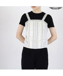 VINTAGE | 古着 生成り ベージュ 無地 レース キャミソール トップス レディース ヴィンテージ (古着屋RAINBOW) (ttu1607174)(キャミソール)