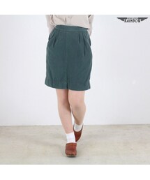 VINTAGE | 古着 緑 ダークグリーン 無地 シルク１００％ ミニ丈 スカート レディース ヴィンテージ （Liz Claiborne リズ クレイボーン） (古着屋RAINBOW) (btu1602200)(スカート)