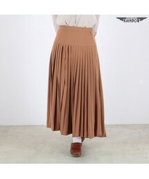 VINTAGE | 古着 茶 無地 プリーツ ロング丈 スカート レディース ヴィンテージ (古着屋RAINBOW) (btu1602203)(スカート)