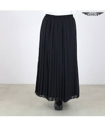 VINTAGE | 古着 黒 無地 プリーツ シフォン ロング丈 スカート レディース ヴィンテージ (古着屋RAINBOW) (btu1607052)(スカート)