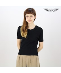 VINTAGE | 古着 黒 無地 セーター 半袖 ニット レディース ヴィンテージ (古着屋RAINBOW) (ttu1509094)(ニット/セーター)