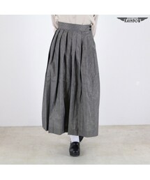 VINTAGE | 古着 グレー チェック柄 ロング丈 スカート レディース ヴィンテージ (古着屋RAINBOW) (btu1602228)(スカート)