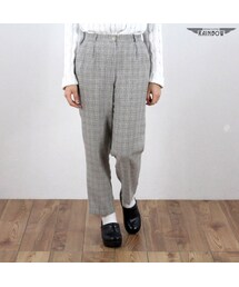VINTAGE | 古着 グレー チェック柄 ロング丈 パンツ レディース ヴィンテージ (古着屋RAINBOW) (btu1512082)(その他パンツ)