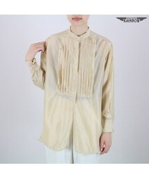 VINTAGE | 古着 生成り ベージュ 無地 光沢 シルク 長袖 ブラウス レディース ヴィンテージ （BANANA REPUBLIC バナナリパブリック） (古着屋RAINBOW) (ttu1603520)(シャツ/ブラウス)