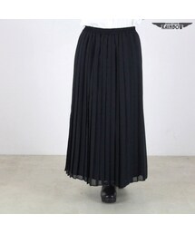 VINTAGE | 古着 黒 無地 プリーツ シフォン ロング丈 スカート レディース ヴィンテージ (古着屋RAINBOW) (btu1607052)(スカート)