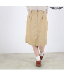 古着 ベージュ 無地 タイト 膝丈 スカート レディース ヴィンテージ (古着屋RAINBOW) (btu1602218)(スカート)