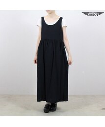 VINTAGE | 古着 黒 無地 スリット ノースリーブ ロング丈 ワンピース レディース ヴィンテージ (古着屋RAINBOW) (otu1608514)(ワンピース)