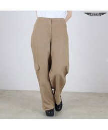 VINTAGE | 古着 ベージュ 無地 リネン ロング丈 パンツ レディース ヴィンテージ (古着屋RAINBOW) (btu1605086)(その他パンツ)