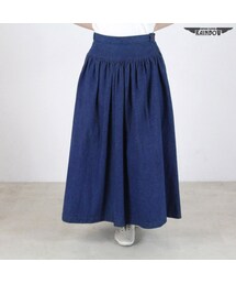 VINTAGE | 古着 青 無地 デニム ロング丈 スカート レディース ヴィンテージ (古着屋RAINBOW) (btu1607095)(デニムスカート)