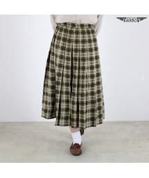 VINTAGE | 古着 茶 チェック柄 ロング丈 スカート レディース ヴィンテージ (Calvin Klein カルバン・クライン) (古着屋RAINBOW) (btu1602234)(スカート)