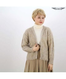 VINTAGE | 古着 ベージュ 無地 羽織り カーディガン 長袖 ニット レディース ヴィンテージ (古着屋RAINBOW) (ttu1512470)(カーディガン/ボレロ)