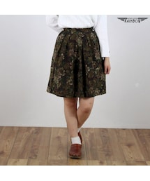 VINTAGE | 古着 茶 ブラウン 花柄 ミニ丈 スカート レディース ヴィンテージ (古着屋RAINBOW) (btu1511317)(スカート)