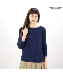 VINTAGE | 古着 紺 ネイビー 無地 七分袖 長袖 ニット レディース ヴィンテージ （RALPH LAUREN ラルフローレン） (古着屋RAINBOW) (ttu1512590)(ニット/セーター)